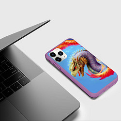 Чехол iPhone 11 Pro матовый Dragon - irezumi - tattoo - Japan, цвет: 3D-фиолетовый — фото 2