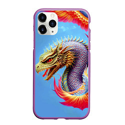 Чехол iPhone 11 Pro матовый Dragon - irezumi - tattoo - Japan, цвет: 3D-фиолетовый