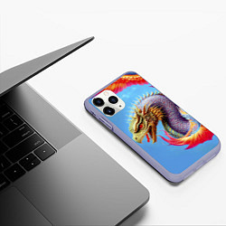 Чехол iPhone 11 Pro матовый Dragon - irezumi - tattoo - Japan, цвет: 3D-светло-сиреневый — фото 2