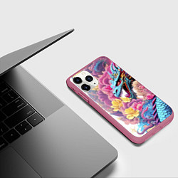 Чехол iPhone 11 Pro матовый Свирепый дракон - татуировка - ирезуми - Япония, цвет: 3D-малиновый — фото 2