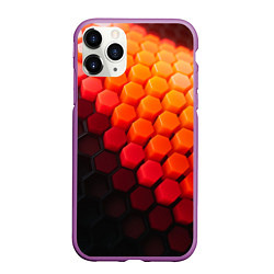 Чехол iPhone 11 Pro матовый Hexagon orange