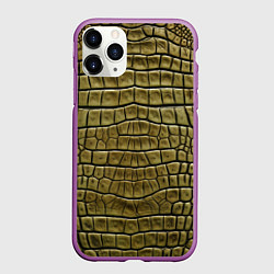 Чехол iPhone 11 Pro матовый Текстура кожи крокодила, цвет: 3D-фиолетовый