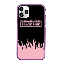 Чехол iPhone 11 Pro матовый Blackpink - flames, цвет: 3D-фиолетовый