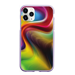 Чехол iPhone 11 Pro матовый Rainbow waves, цвет: 3D-светло-сиреневый