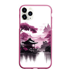 Чехол iPhone 11 Pro матовый Японские мотивы - фиолетовый