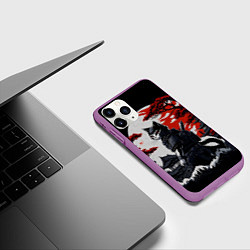 Чехол iPhone 11 Pro матовый Котик ниндзя - мрачный, цвет: 3D-фиолетовый — фото 2