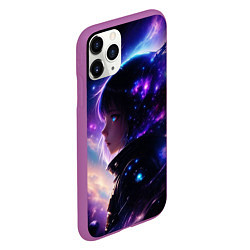 Чехол iPhone 11 Pro матовый Покорение космоса - девушка, цвет: 3D-фиолетовый — фото 2