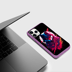 Чехол iPhone 11 Pro матовый Волк от нейросети, цвет: 3D-фиолетовый — фото 2