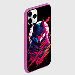 Чехол iPhone 11 Pro матовый Волк от нейросети, цвет: 3D-фиолетовый — фото 2