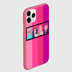 Чехол iPhone 11 Pro матовый Группа Black pink на фоне оттенков розового, цвет: 3D-малиновый — фото 2
