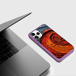 Чехол iPhone 11 Pro матовый Кирпичная кладка спираль, цвет: 3D-фиолетовый — фото 2