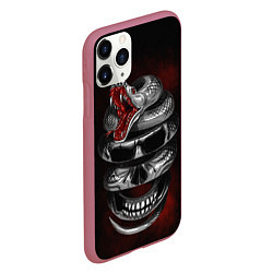 Чехол iPhone 11 Pro матовый Snake skull, цвет: 3D-малиновый — фото 2