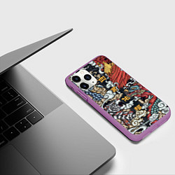 Чехол iPhone 11 Pro матовый Japanese art, цвет: 3D-фиолетовый — фото 2