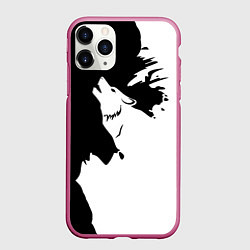 Чехол iPhone 11 Pro матовый Волчий вой в горах, цвет: 3D-малиновый