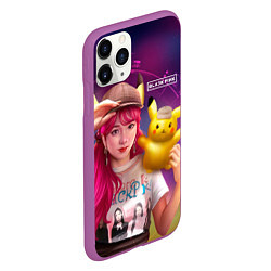 Чехол iPhone 11 Pro матовый Jisoo and Pikachu, цвет: 3D-фиолетовый — фото 2