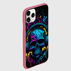 Чехол iPhone 11 Pro матовый Череп - неонове искусство, цвет: 3D-малиновый — фото 2