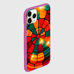 Чехол iPhone 11 Pro матовый Круговая мозаика, цвет: 3D-фиолетовый — фото 2