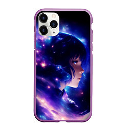 Чехол iPhone 11 Pro матовый Космическая женщина, цвет: 3D-фиолетовый