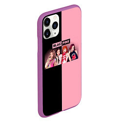 Чехол iPhone 11 Pro матовый Черно-розовый градиент Black Pink, цвет: 3D-фиолетовый — фото 2