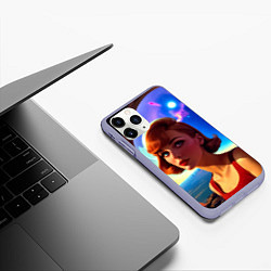 Чехол iPhone 11 Pro матовый Девушка в спиральном тоннеле, цвет: 3D-светло-сиреневый — фото 2