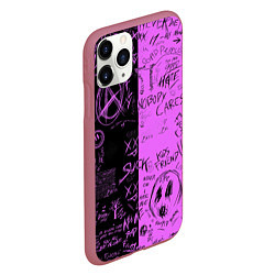 Чехол iPhone 11 Pro матовый Dead inside purple black, цвет: 3D-малиновый — фото 2