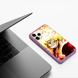 Чехол iPhone 11 Pro матовый Луффи 5 гир бог Ника - One Piece, цвет: 3D-фиолетовый — фото 2