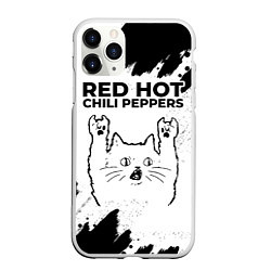 Чехол iPhone 11 Pro матовый Red Hot Chili Peppers рок кот на светлом фоне