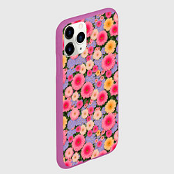 Чехол iPhone 11 Pro матовый Узор цветами, цвет: 3D-фиолетовый — фото 2