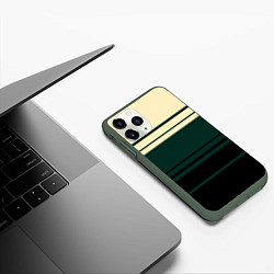 Чехол iPhone 11 Pro матовый Полосы зелёный, цвет: 3D-темно-зеленый — фото 2