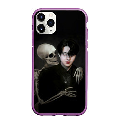 Чехол iPhone 11 Pro матовый Сехун со скелетом, цвет: 3D-фиолетовый