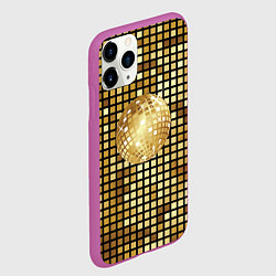 Чехол iPhone 11 Pro матовый Золотой диско шар и золотая мозаика, цвет: 3D-фиолетовый — фото 2