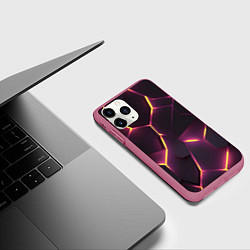 Чехол iPhone 11 Pro матовый Пурпурные неоновые плиты, цвет: 3D-малиновый — фото 2