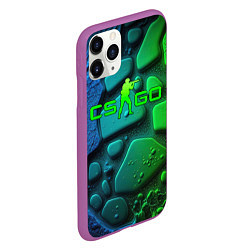 Чехол iPhone 11 Pro матовый CS GO green black abstract, цвет: 3D-фиолетовый — фото 2