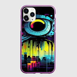 Чехол iPhone 11 Pro матовый The eye of cyberpunk, цвет: 3D-фиолетовый