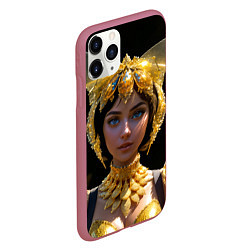 Чехол iPhone 11 Pro матовый Девушка королева бабочек, цвет: 3D-малиновый — фото 2