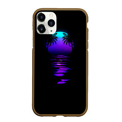 Чехол iPhone 11 Pro матовый Луна SynthWave