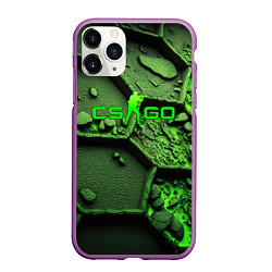 Чехол iPhone 11 Pro матовый CSGO green abstract, цвет: 3D-фиолетовый