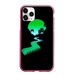 Чехол iPhone 11 Pro матовый Неоновая речка, цвет: 3D-малиновый