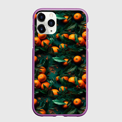 Чехол iPhone 11 Pro матовый Яркие апельсины, цвет: 3D-фиолетовый