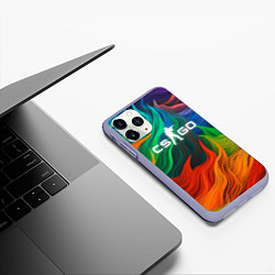 Чехол iPhone 11 Pro матовый Cs Go Logo Color, цвет: 3D-светло-сиреневый — фото 2
