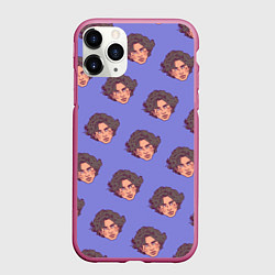 Чехол iPhone 11 Pro матовый Тимоти Шаламе узор, цвет: 3D-малиновый