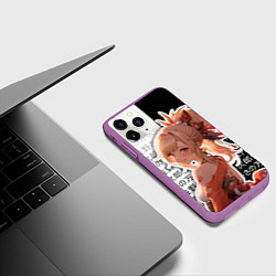 Чехол iPhone 11 Pro матовый Ёимия - геншин импакт - иероглифы, цвет: 3D-фиолетовый — фото 2