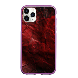 Чехол iPhone 11 Pro матовый Текстура красная кожа, цвет: 3D-фиолетовый