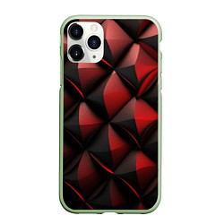 Чехол iPhone 11 Pro матовый Объемная текстура красная кожа, цвет: 3D-салатовый