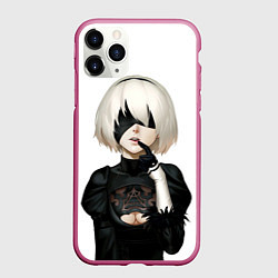 Чехол iPhone 11 Pro матовый Nier: Automata - 2B Кибергражданка, цвет: 3D-малиновый