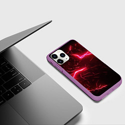 Чехол iPhone 11 Pro матовый Красные молнии, цвет: 3D-фиолетовый — фото 2