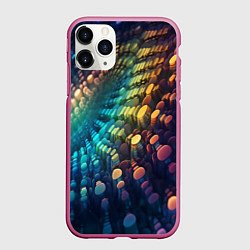 Чехол iPhone 11 Pro матовый Радужные блики нейроарт, цвет: 3D-малиновый
