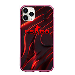 Чехол iPhone 11 Pro матовый CSGO red abstract, цвет: 3D-малиновый