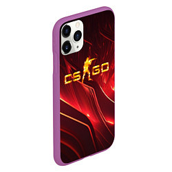 Чехол iPhone 11 Pro матовый CS GO fire logo, цвет: 3D-фиолетовый — фото 2