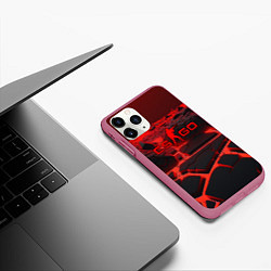 Чехол iPhone 11 Pro матовый CS GO red neon texture, цвет: 3D-малиновый — фото 2